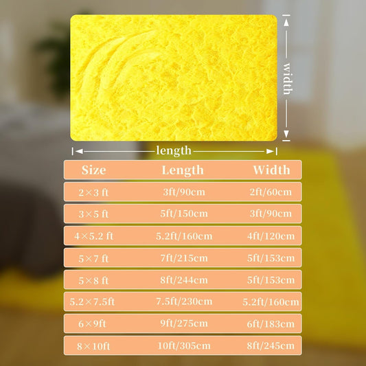 Cozy Winter Area Rug 5x7,Ultra Soft Plush Shaggy Rug Non Slip for Living Room/Bedroom,Kid/Pet Friendly,Modern Home Decor Carpet,Yellow