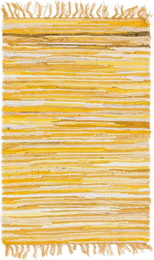 Chindi Cotton Collection Rug โ 2' x 3' Yellow Flatweave Rug Perfect for Living Rooms, Large Dining Rooms, Open Floorplans