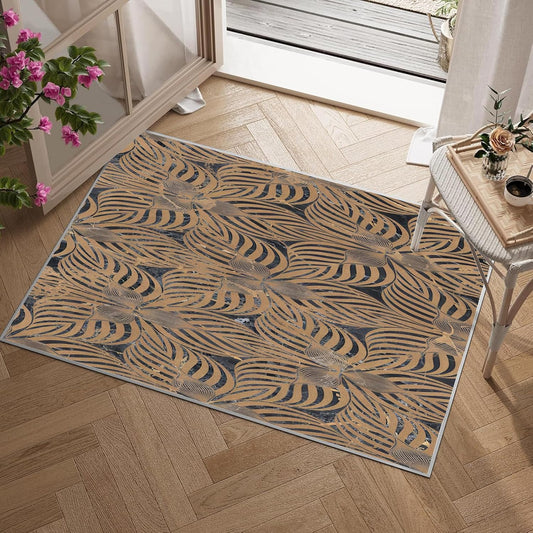 Abstract Art Element Non-Slip Area Rug โ Soft Low Pile Modern Pattern,Machine Washable Indoor Rug for Living Room, Bedroom, Entryway โ Easy Clean Decorative Home Rug Yellow