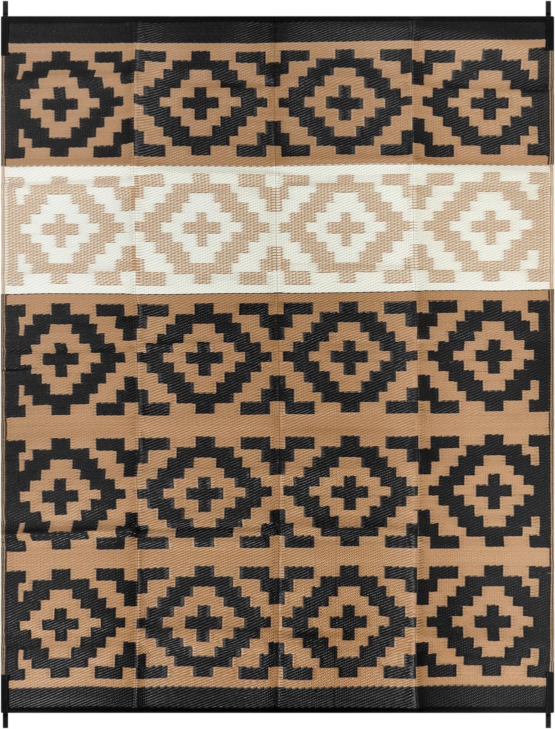 Outdoor Rugs 8x10 for Patios Clearance, Reversible Plastic Straw Outside Rug, Large Outdoor Area Rug RV Camping Mat for Deck, Backyard, Picnic, Beach, Trailer(Black&Brown, 8โx10')