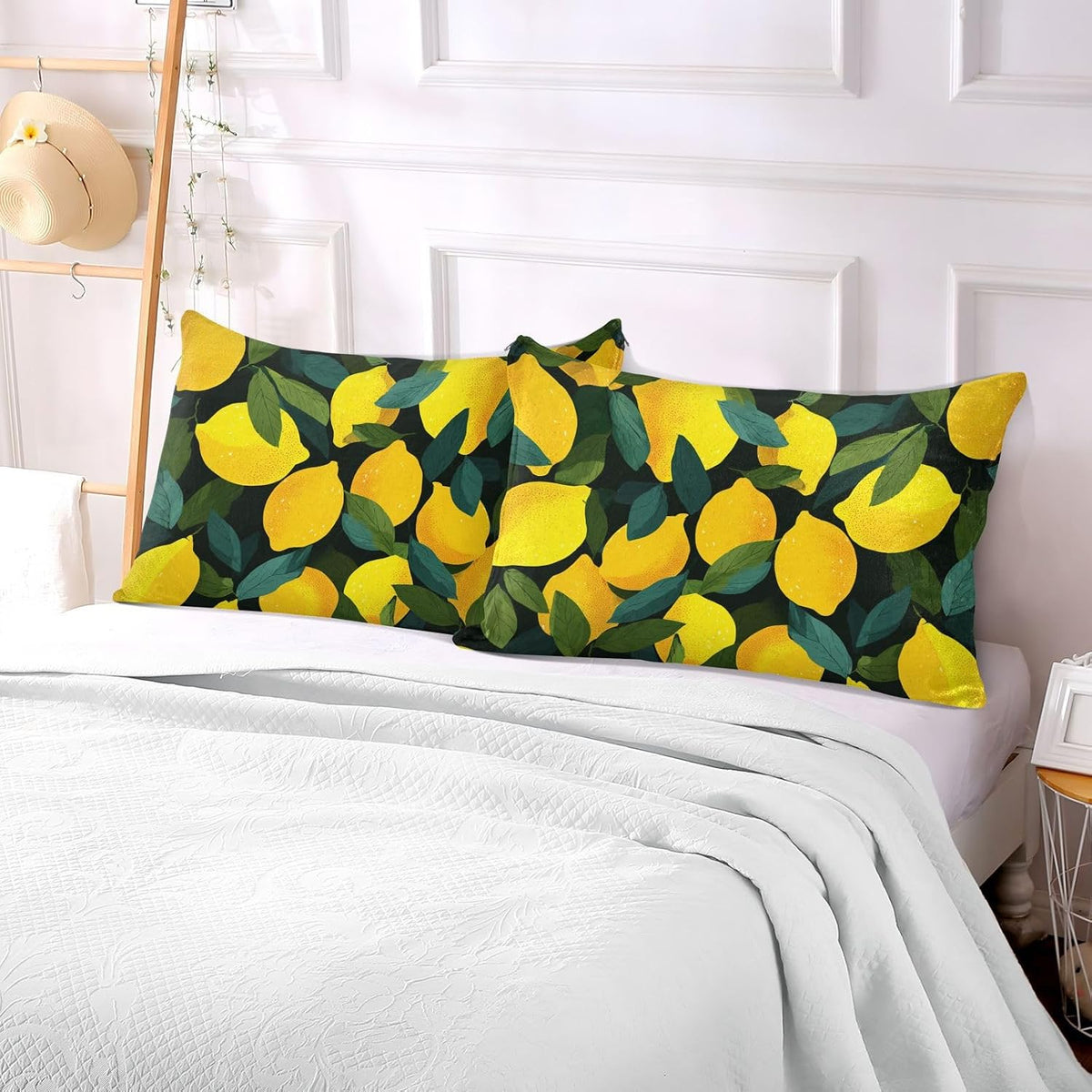 Pillow Covers 1 Pack Pillowcase with Zipper Standard Size Fluffy Pillow Cases 20x26 Inch Decorative Rectangle Yellow Lemons Black