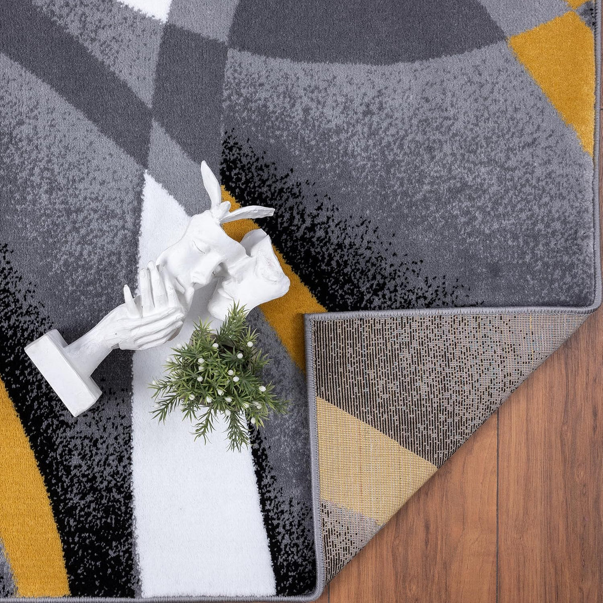 2305 Geometric Abstract Yellow 4x5 Area Rugs for Living Room