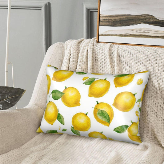Yellow Lemon Satin Pillowcase with Zipper for Hair & Skin,Cooling Silk Pillow Cases, Soft Breathable Smooth Silk Pillow Covers for Sleeping,Gifts for Women Men 20"x30"