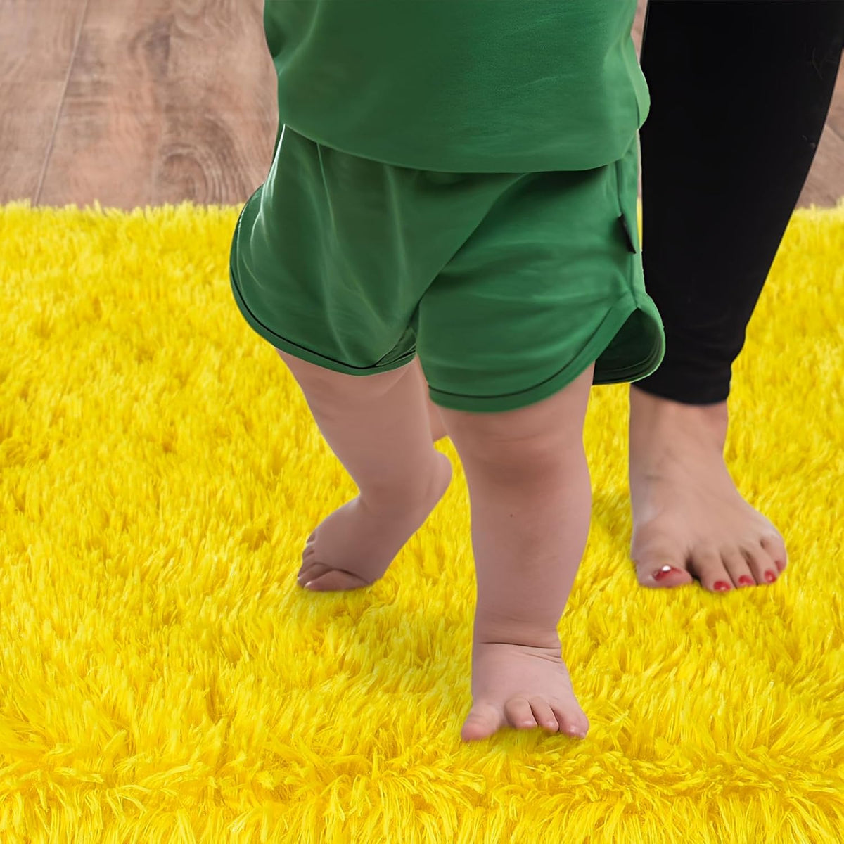 8x10 Large Area Rugs for Living Room, Fluffy Washable Yellow