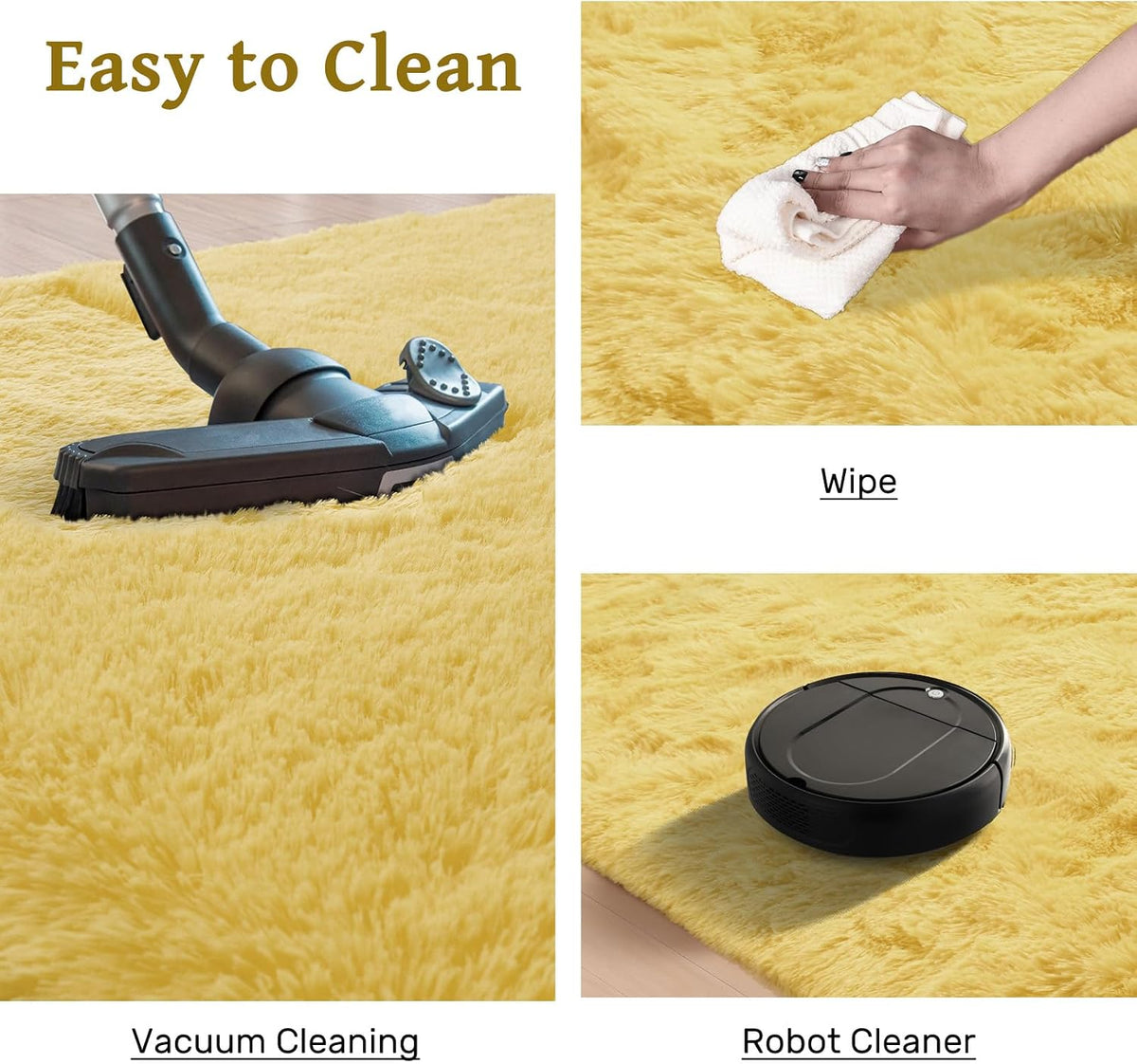 8x10 Area Rugs for Living Room Shag Fluffy Rug Bedroom Plush Carpet Non Slip for Nursery Kids PlayRoom Home Decor Aesthetic,Light Yellow
